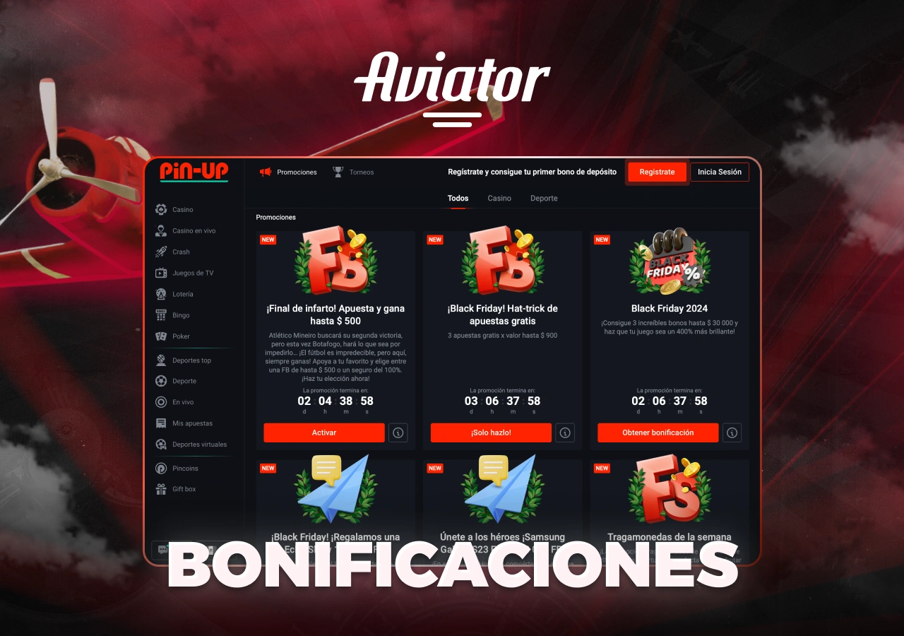 Ofertas de bonificación de Pin Up para usuarios de casino