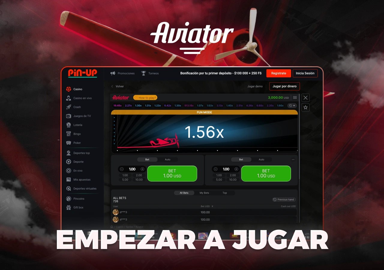 Un emocionante juego de Aviador en la plataforma de la casa de apuestas