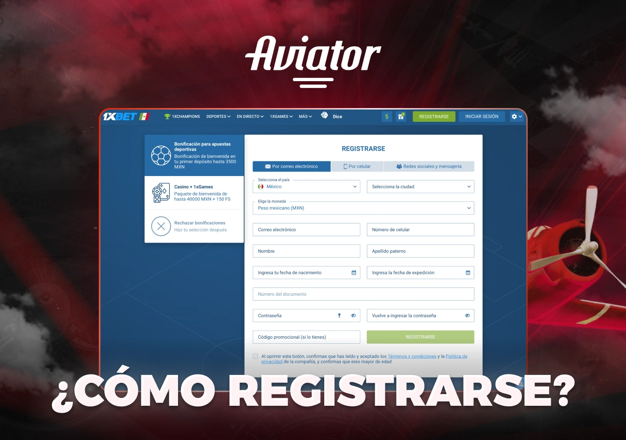 Registro de cuenta en el casino 1xBet