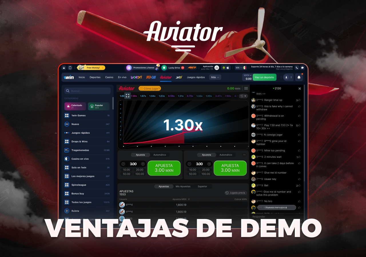 Ventajas de la versión demo de Aviator en los casinos online