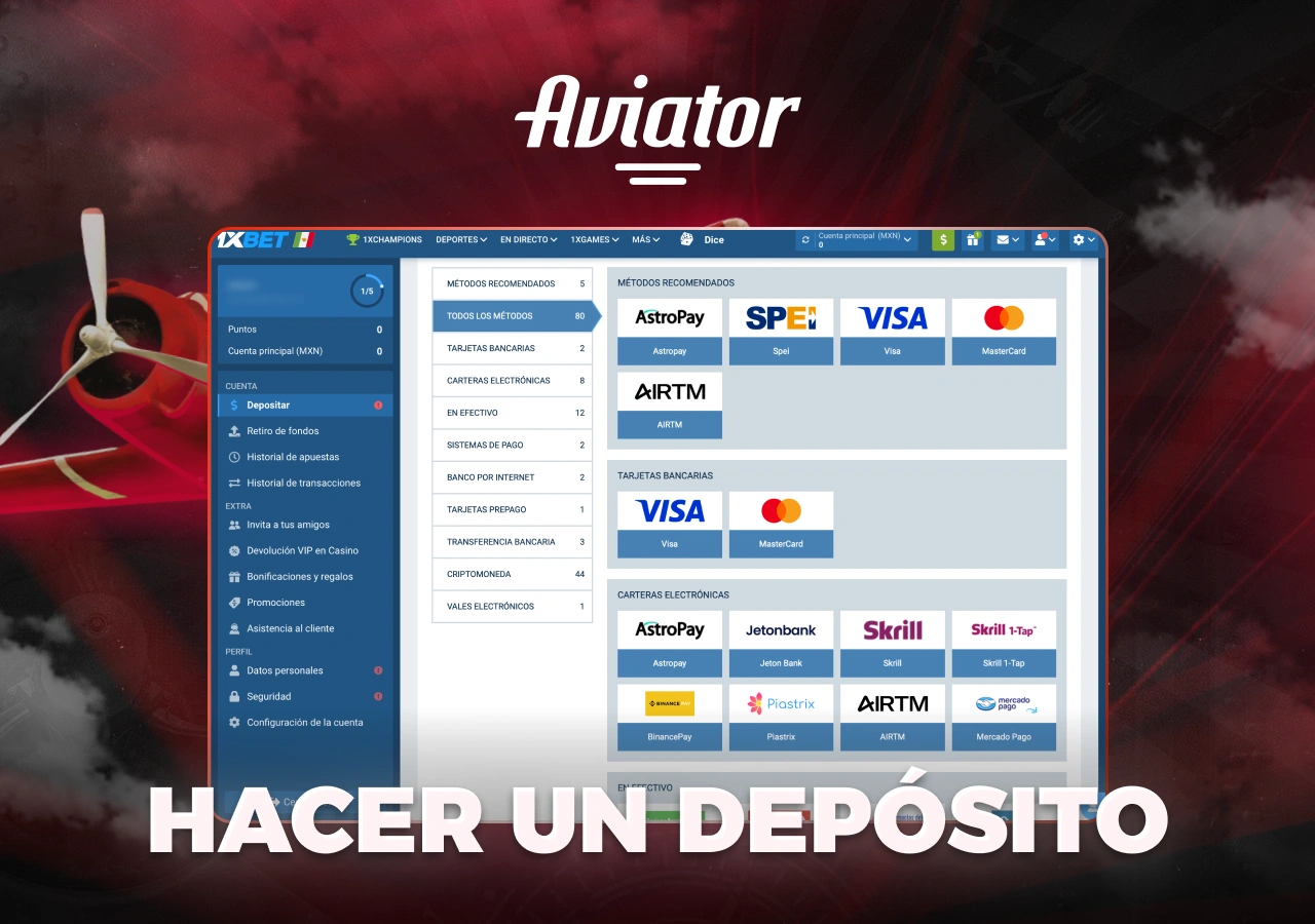 Opciones para ingresar fondos en la cuenta