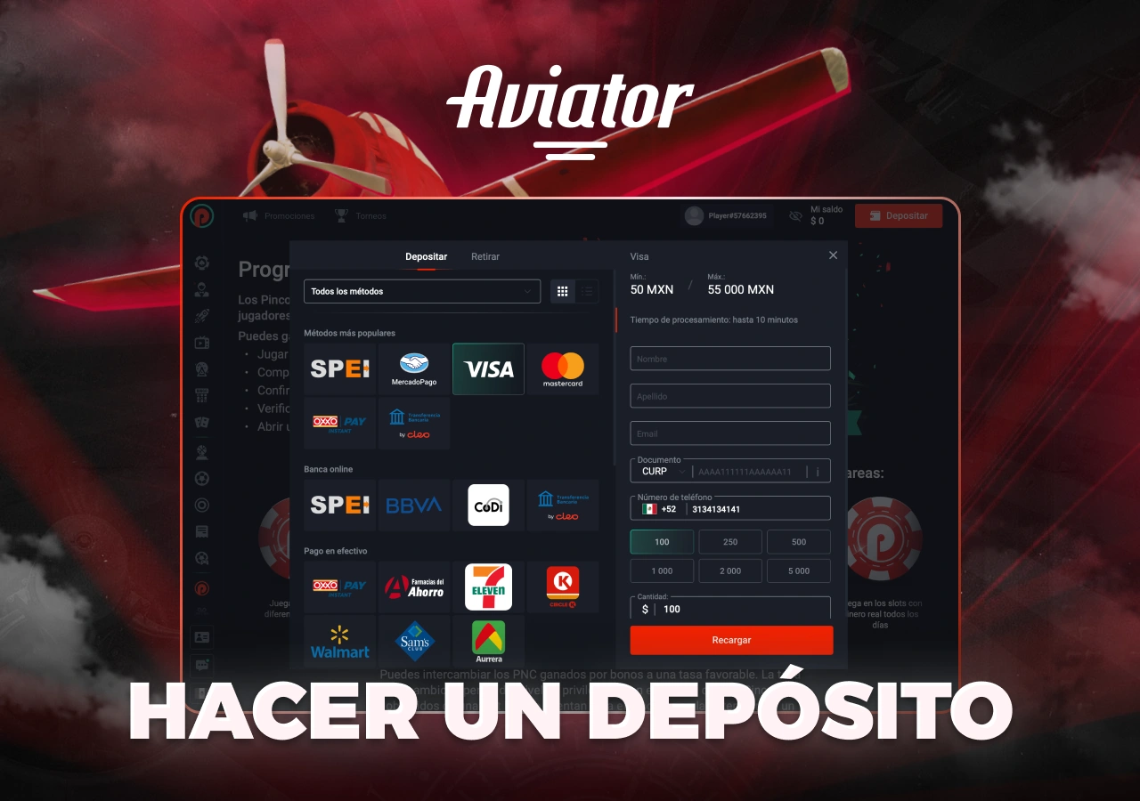Métodos de depósito disponibles en la plataforma en México